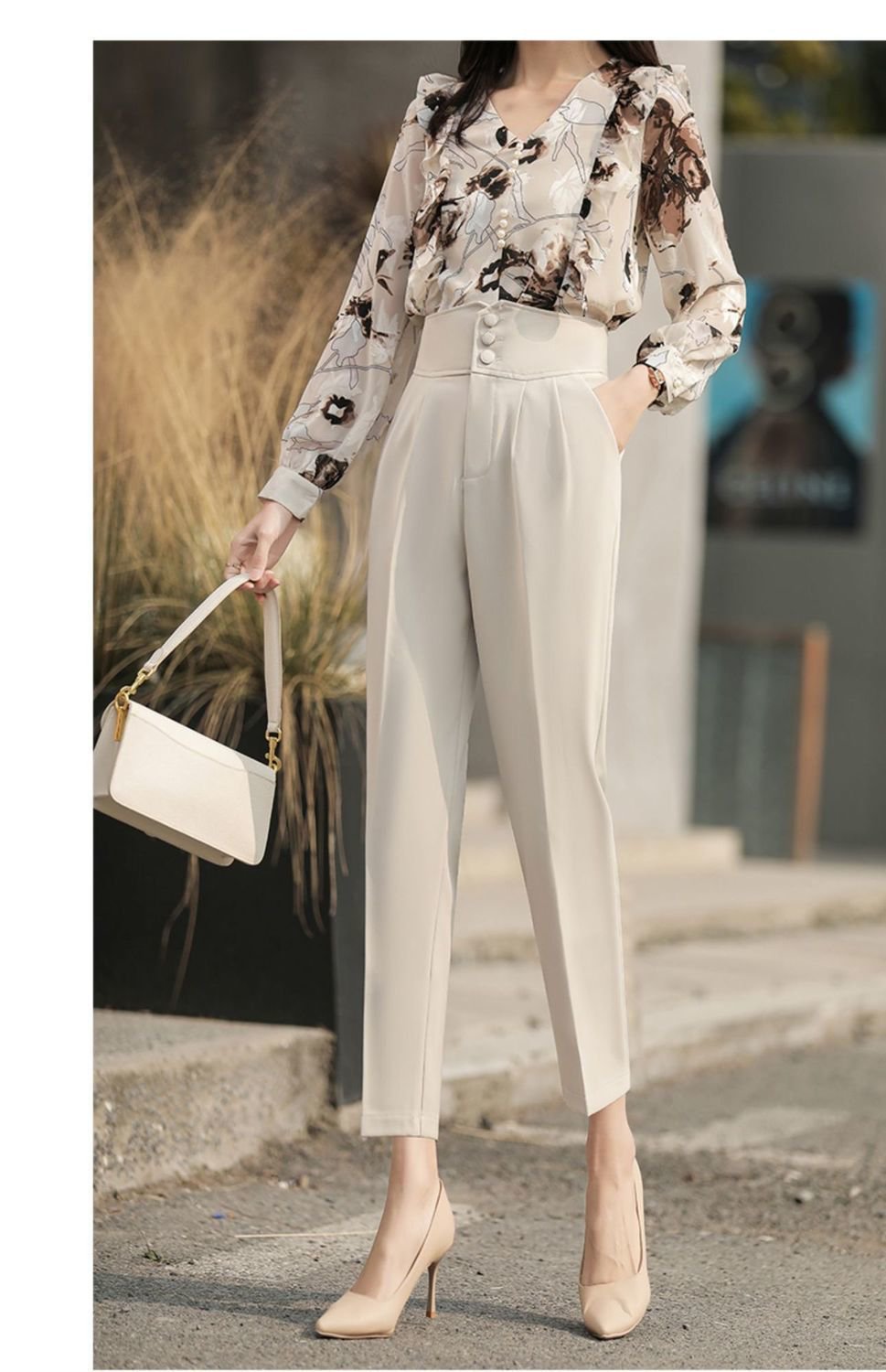 여성용 9부 배기팬츠 다양한 코디 모습