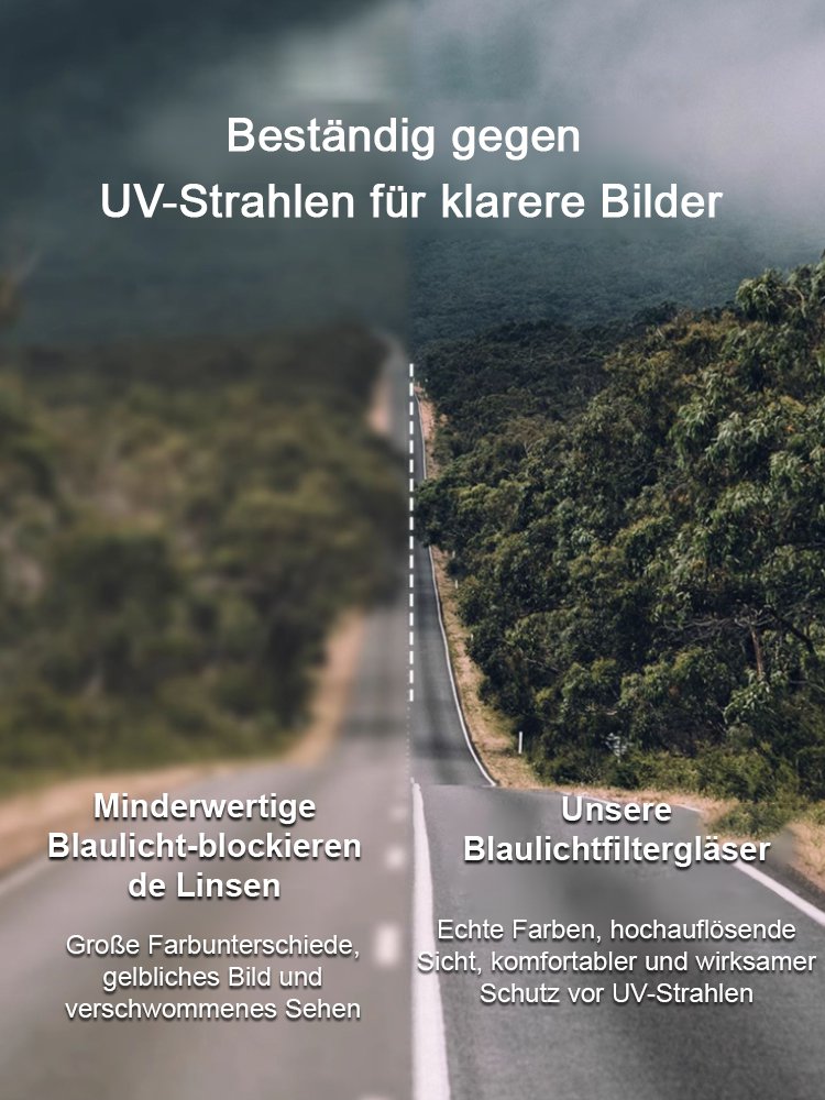 【Langanhaltender Tragekomfort ohne Druck auf die Nase】TR Blaulichtschutzbrille für Kurzsichtigkeit