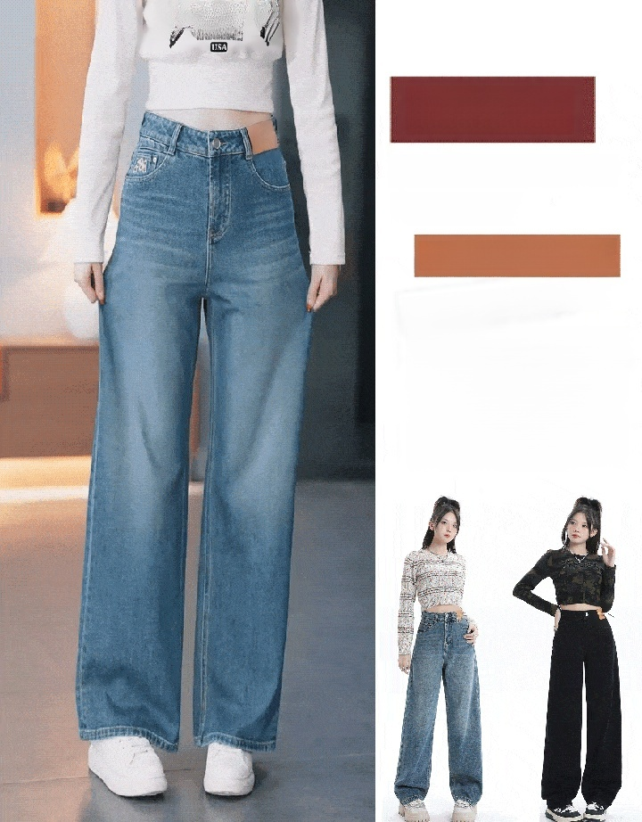 날씬해 보임 하이웨이스트 루즈 스트레이트 청바지