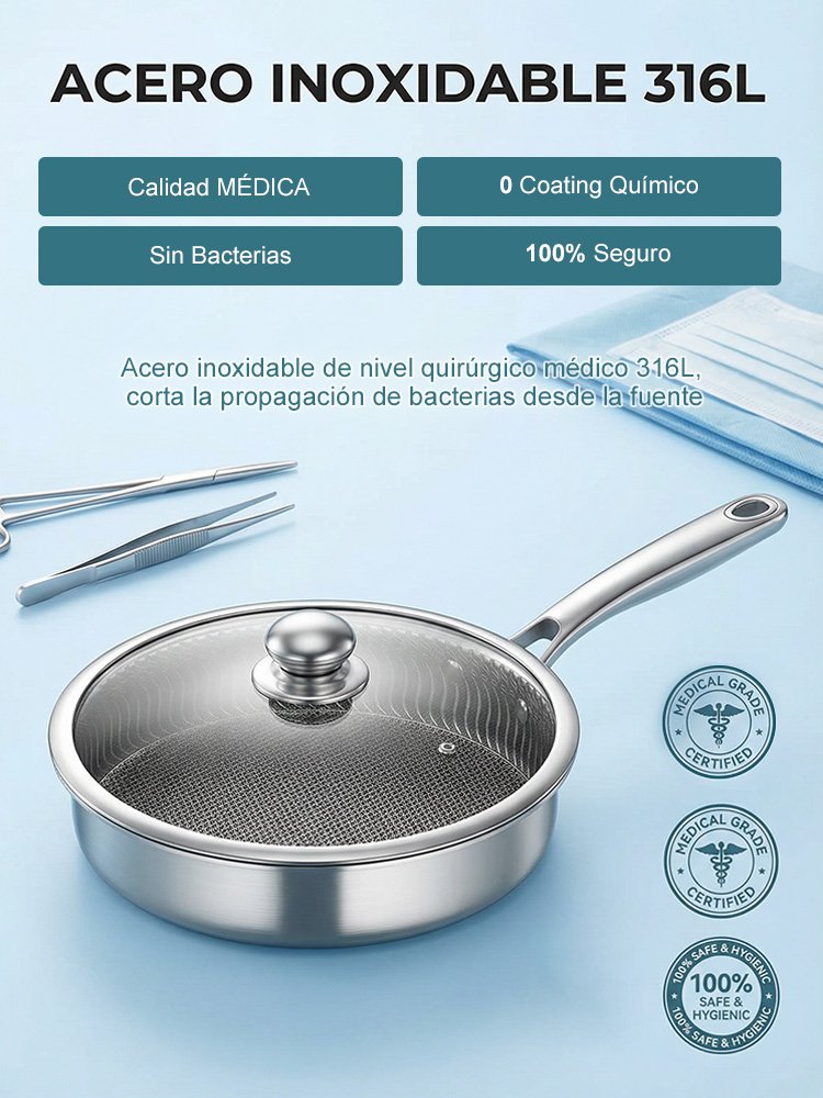【Uso Exclusivo en Restaurantes 3 Estrellas Michelin】Sartén Antiadherente Sin Recubrimiento
