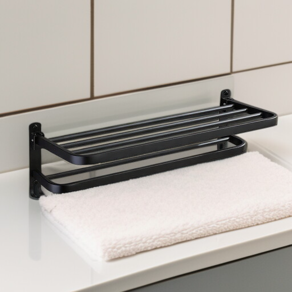 浴室不銹鋼免打孔毛巾置物架
