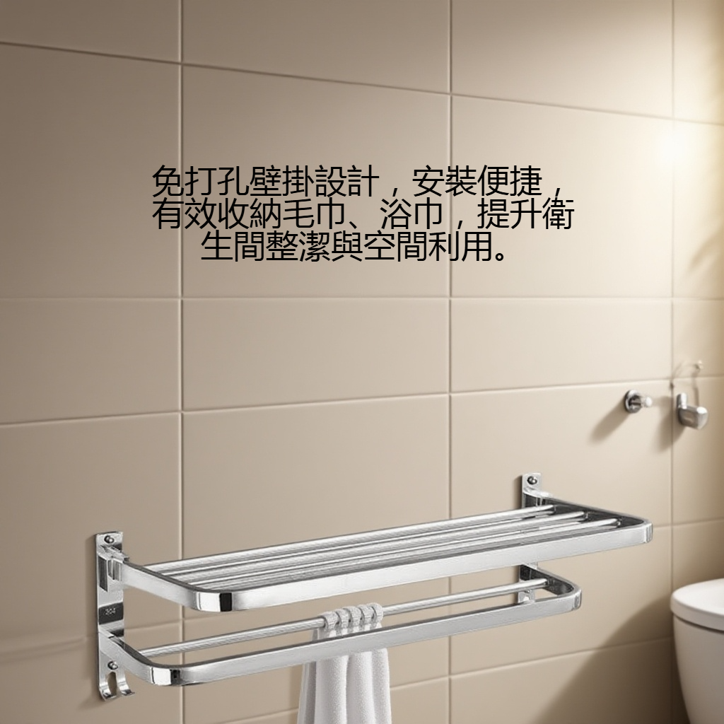 免打孔浴室毛巾架安裝步驟示意