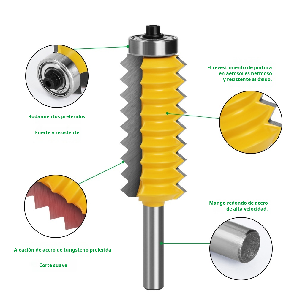 Mango de 8 mm Fresa multidiente para mortajar y espigar Fresa para trabajar la madera Fresa de línea