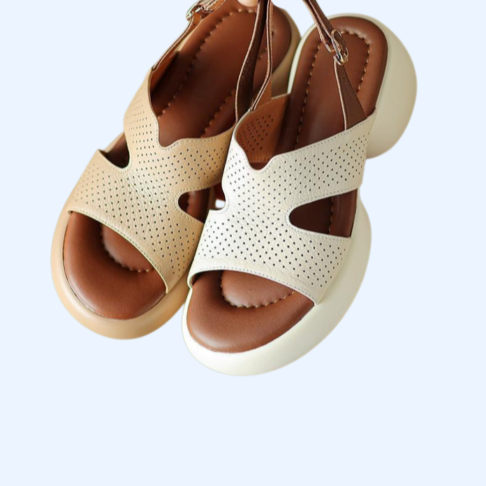 女士鏤空透氣厚底粗跟凉鞋