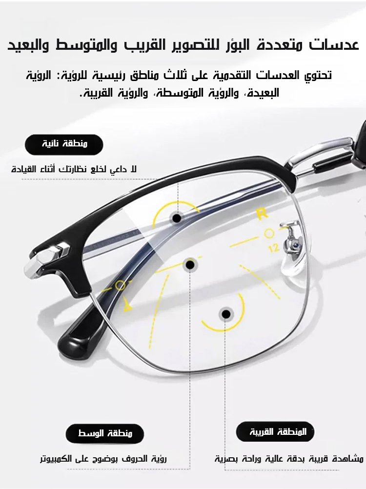 نظارات قراءة مضادة للضوء الأزرق مزودة بوظيفة التكبير التلقائي