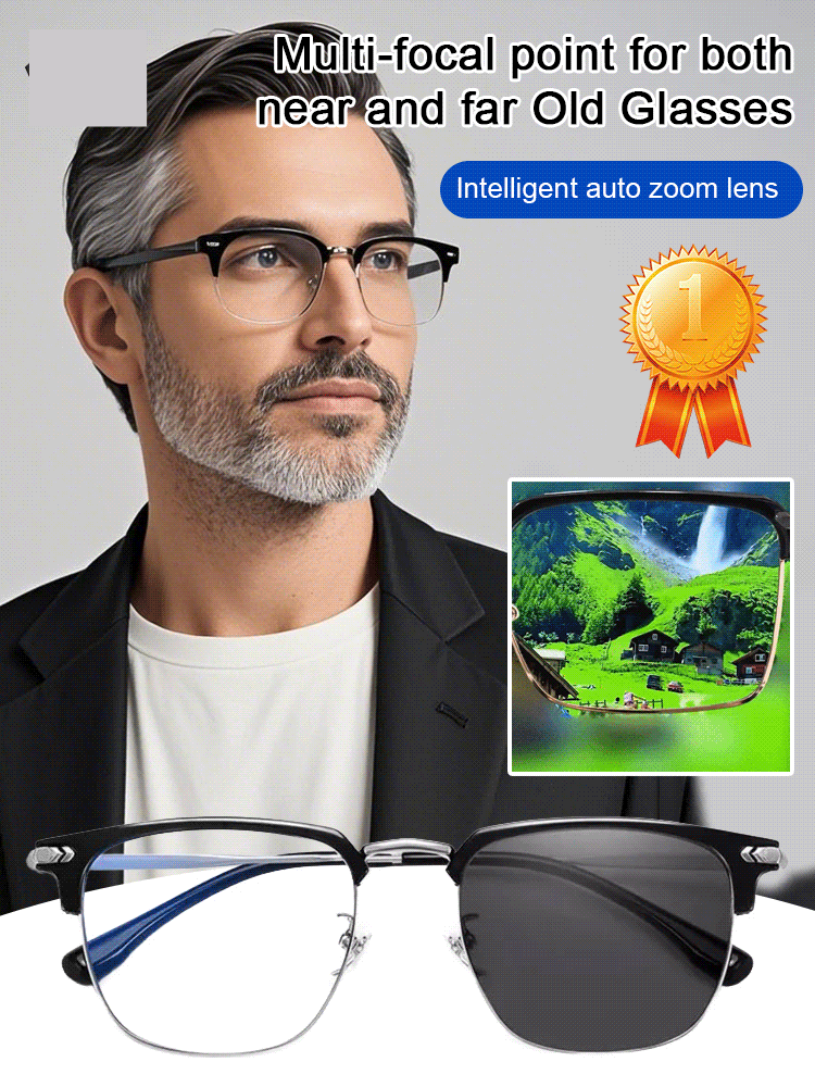 Automatic zoom blue light blocking reading glasses