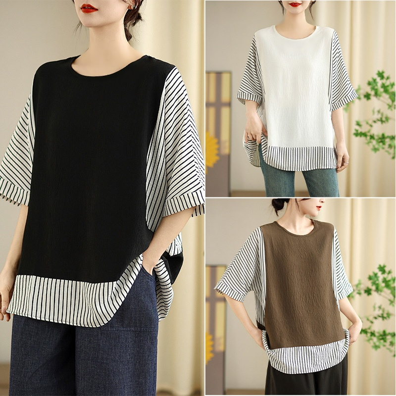 루즈핏 스트라이프 반팔