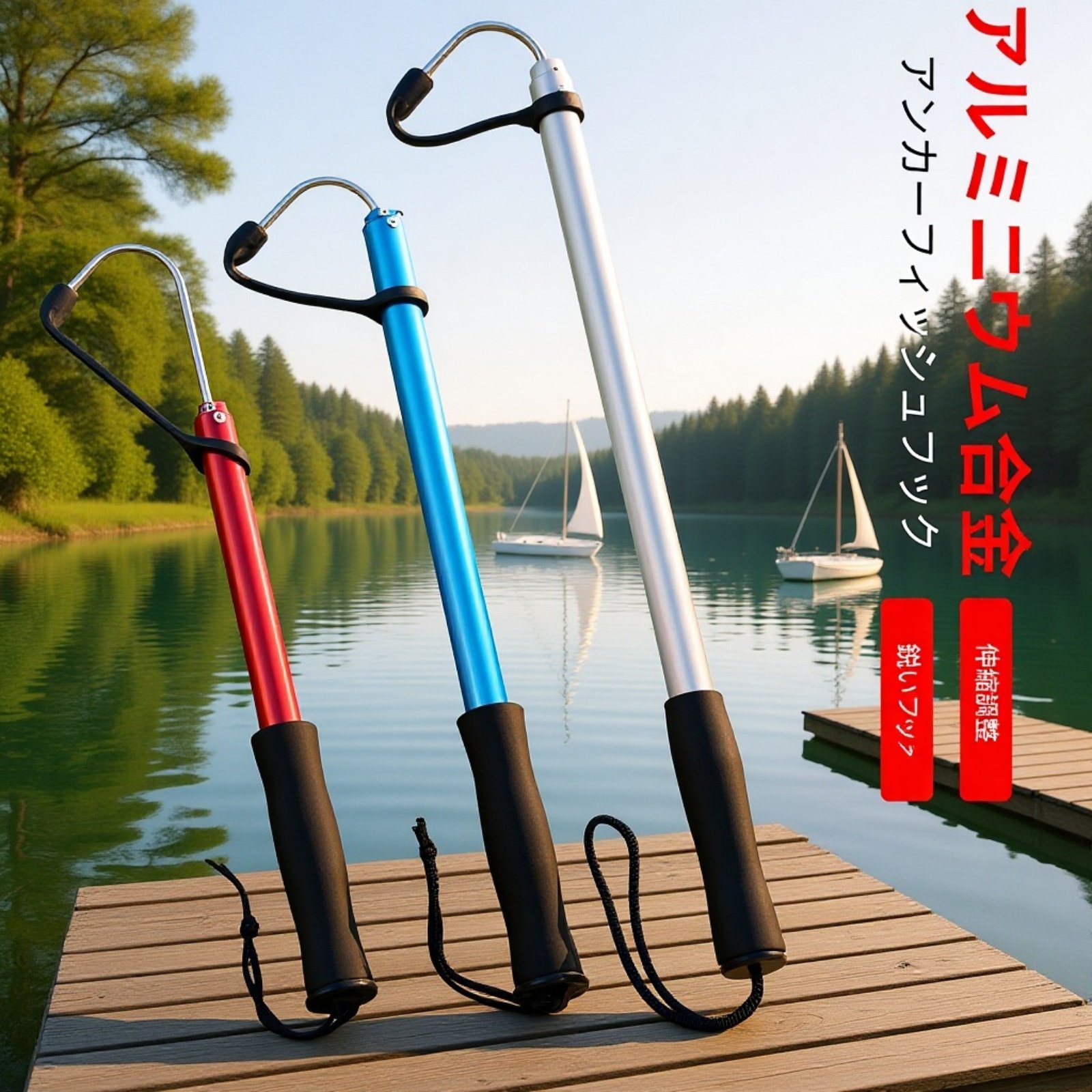  伸縮式フィッシュグリップ アルミ合金製釣りフック