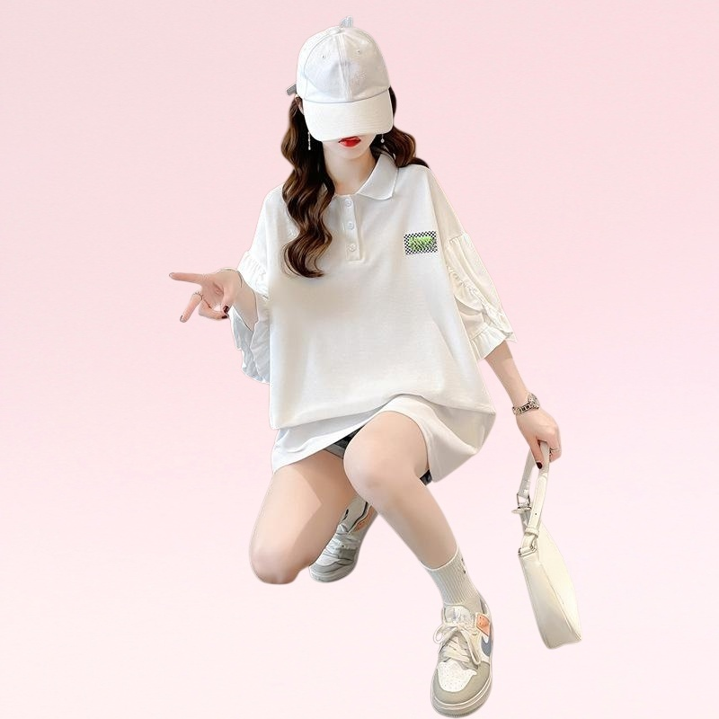 レディース夏ファッションニッチカラー半袖Tシャツ