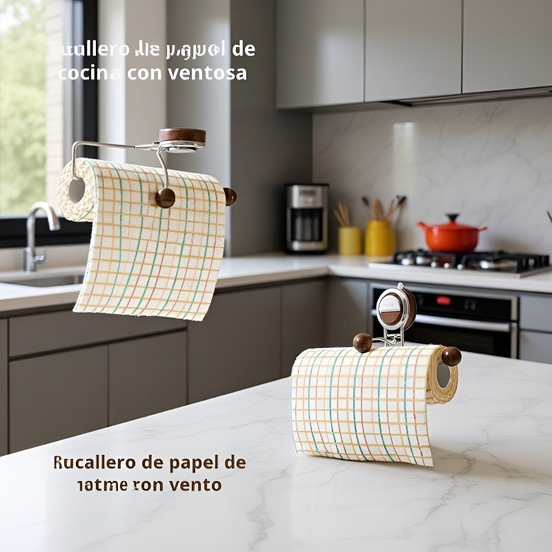 Soporte de almacenamiento de pared con ventosa para trapos y papel, diseño desmontable