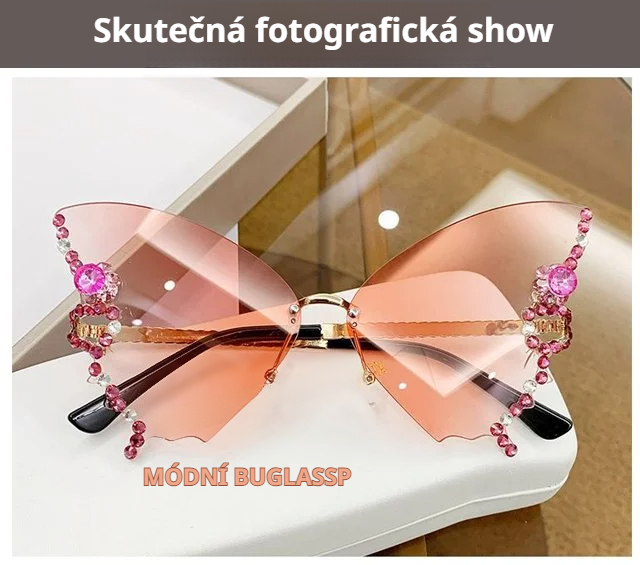 Rhinestone Butterfly Slim brýle – módní doplněk