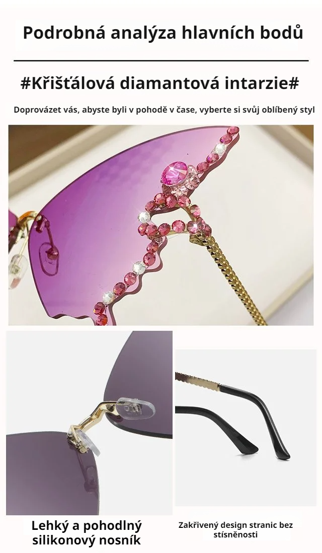 Rhinestone Butterfly Slim brýle – pohled zblízka