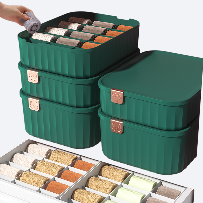 家庭用ビン付き蓋付き大容量下着収納ボックス