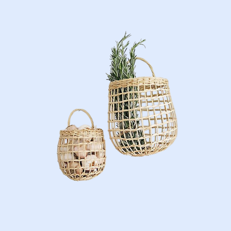 小型手提げラタン花かご キッチンツール収納バスケット