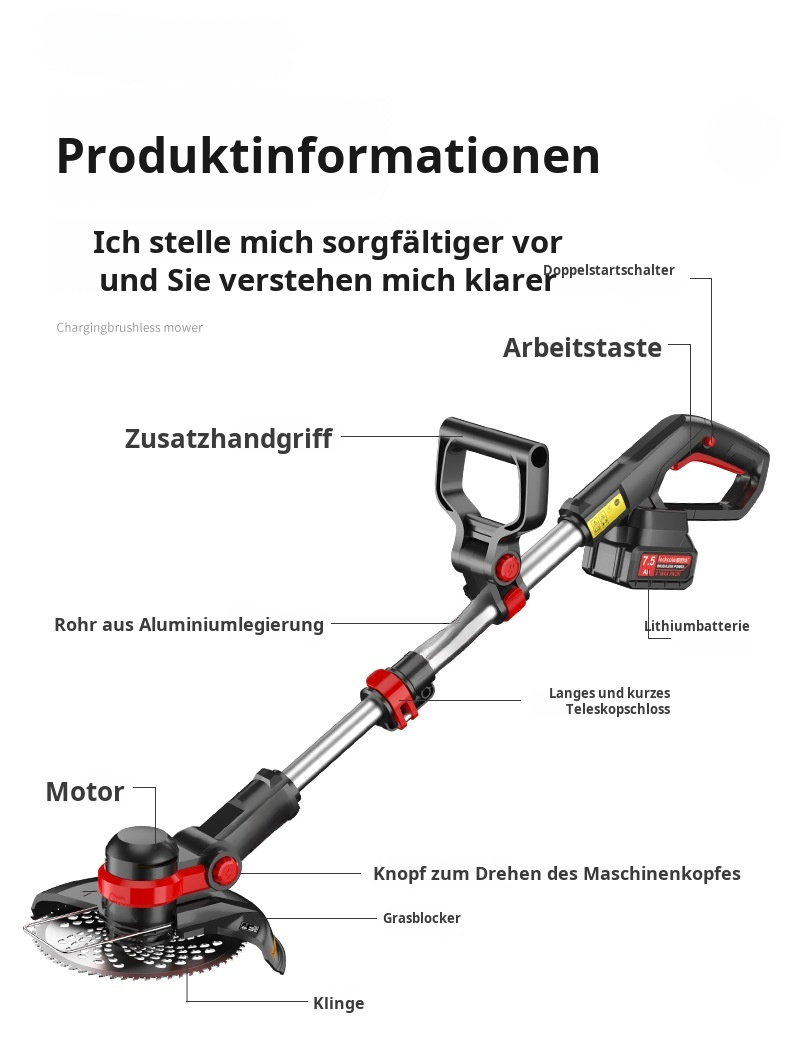 Umweltfreundlicher, leiser Akku-Rasenmäher im Einsatz