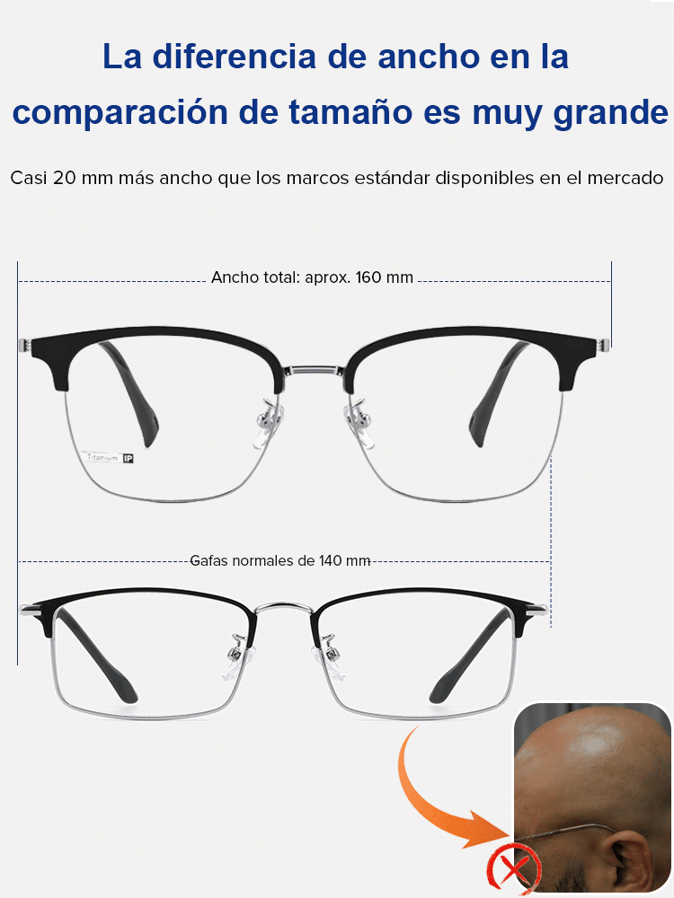 Gafas inteligentes de enfoque automático para personas con cabeza grande, ancho de lente 16cm