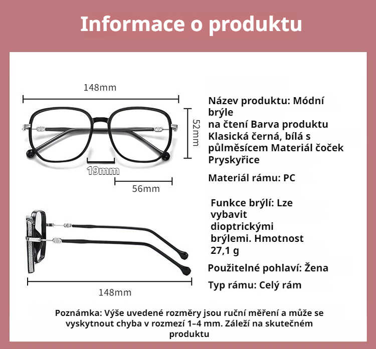 Módní velké brýle proti modrému světlu pro seniory
