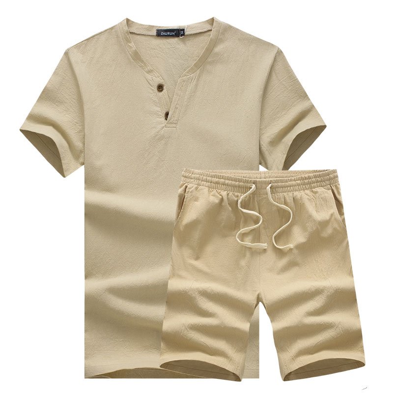 メンズ綿麻上下セット