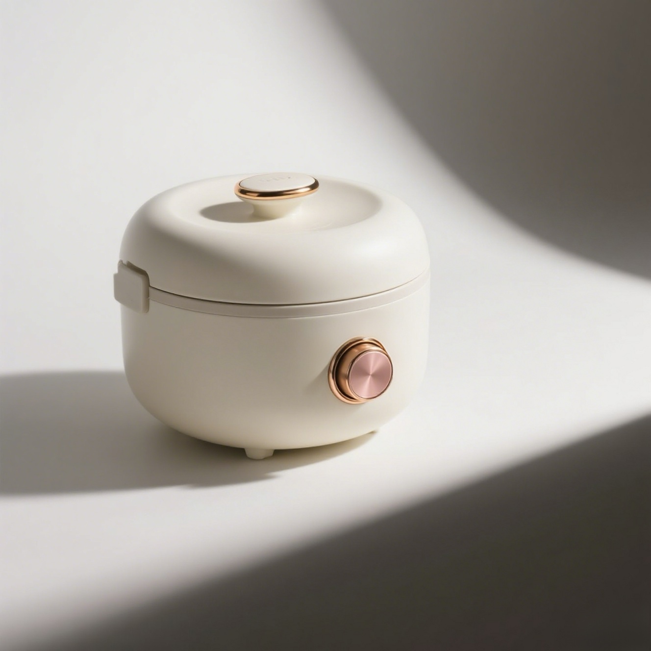Mléčně bílý malý elektrický hrnec na vaření rýže