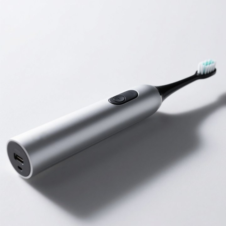  Stříbrno-černý elektrický zubní kartáček 