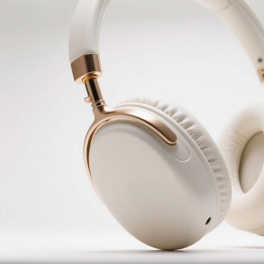 Krémově zbarvená bezdrátová sluchátka přes hlavu