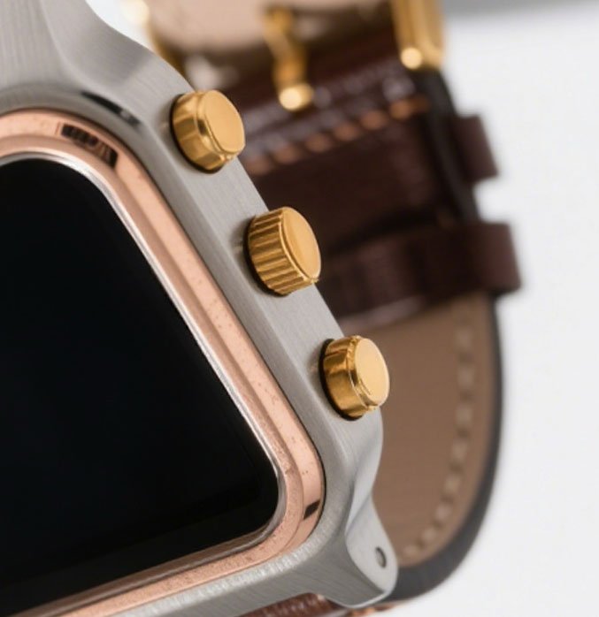 Elektronické chytré hodinky v retro hnědém stylu