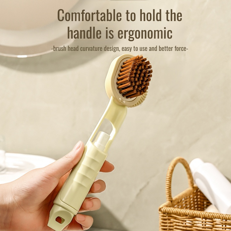 Multi-Functional Press-and-Dispense Cleaning Brush