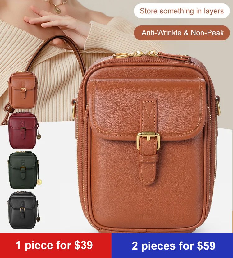 Vintage Double Layer Large Capacity Messenger Bag