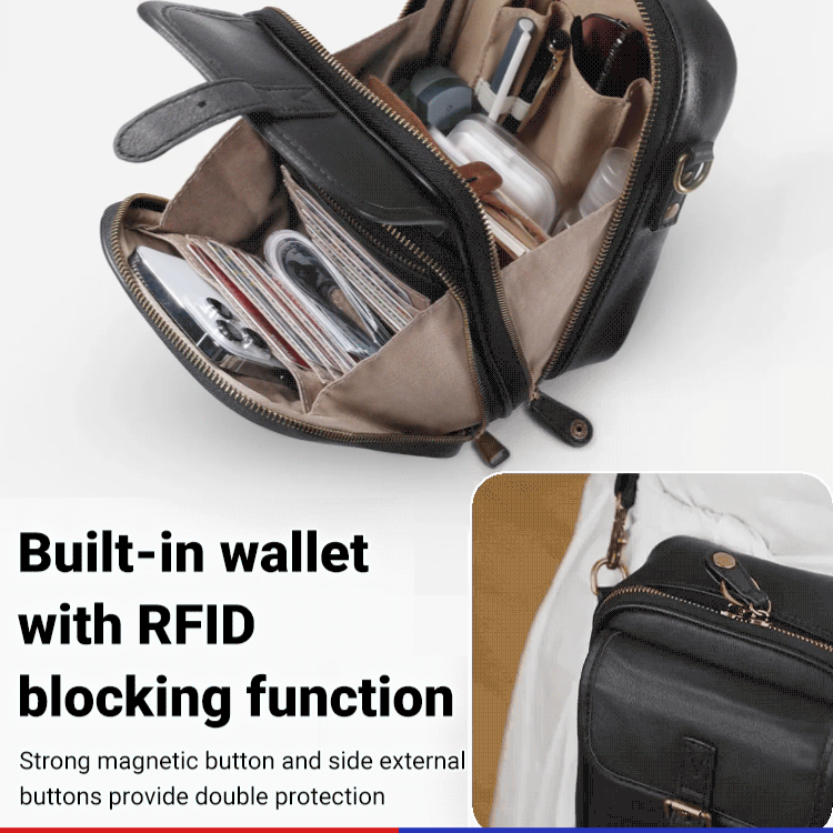 Vintage Double Layer Large Capacity Messenger Bag