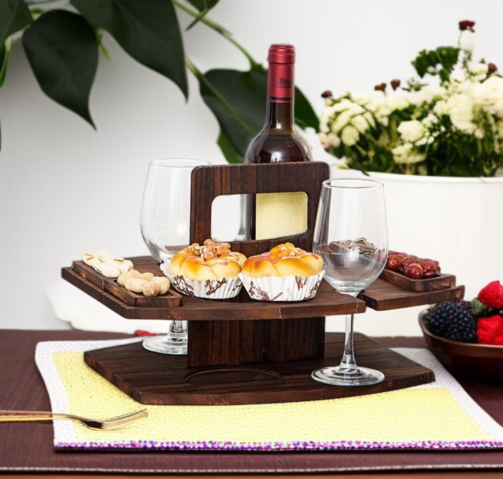 고급스러운 나무 휴대용 와인 선반