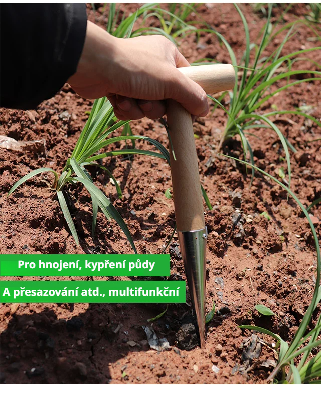 Zahradní sázecí kolík při sázení rostlin na zahradě