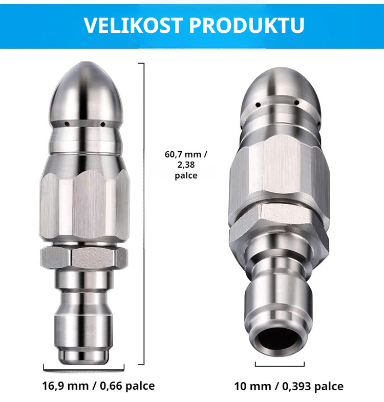 Silná čisticí tryska na potrubí