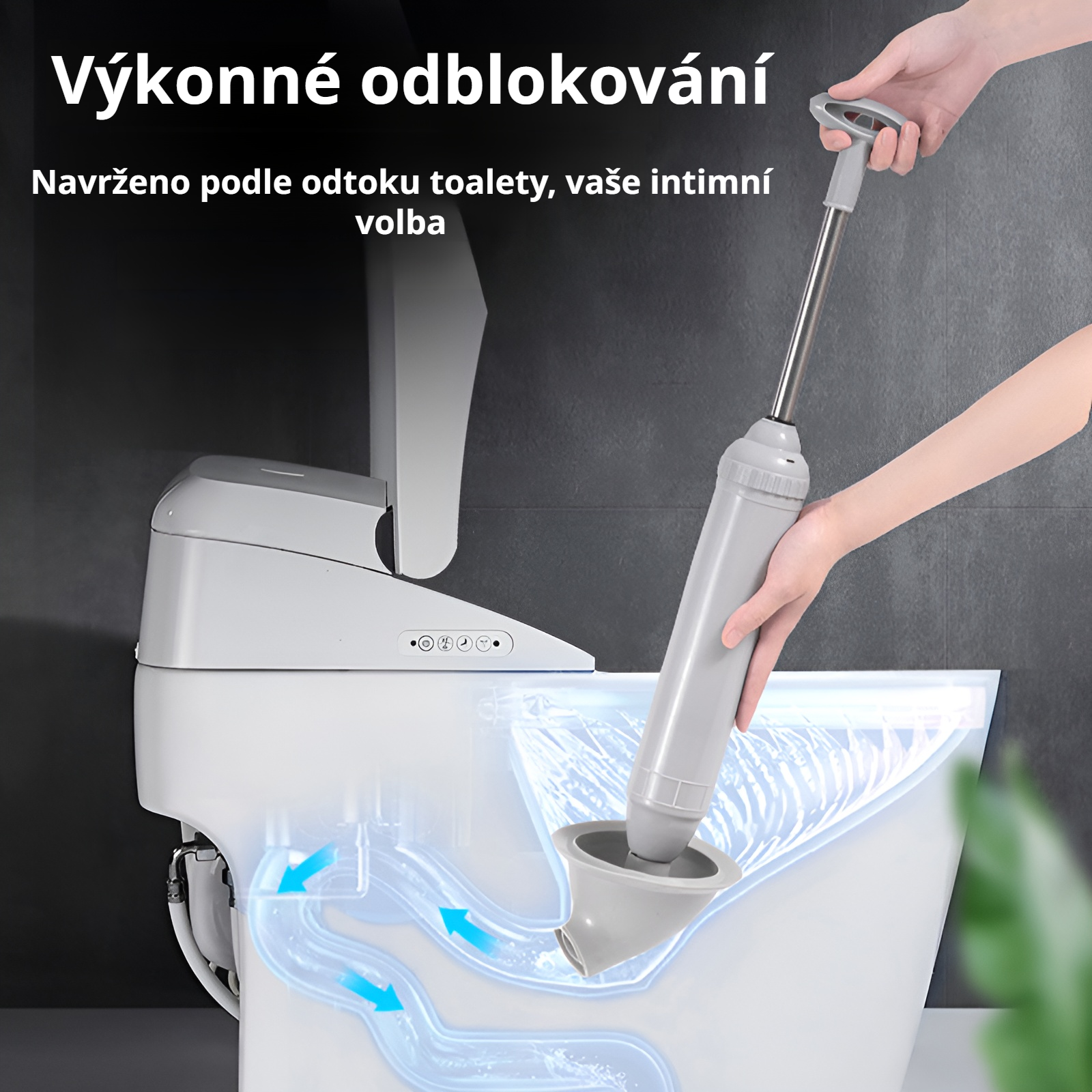 Výkonný vakuový zvon na toaletu, kožený zvon na čištění odpadů