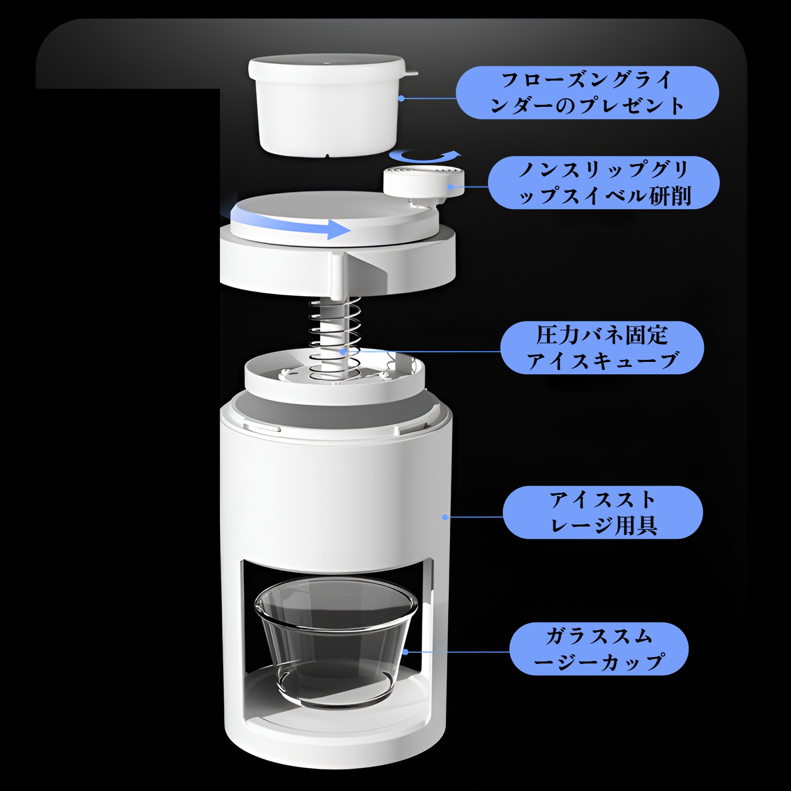 手回しで氷を削る様子
