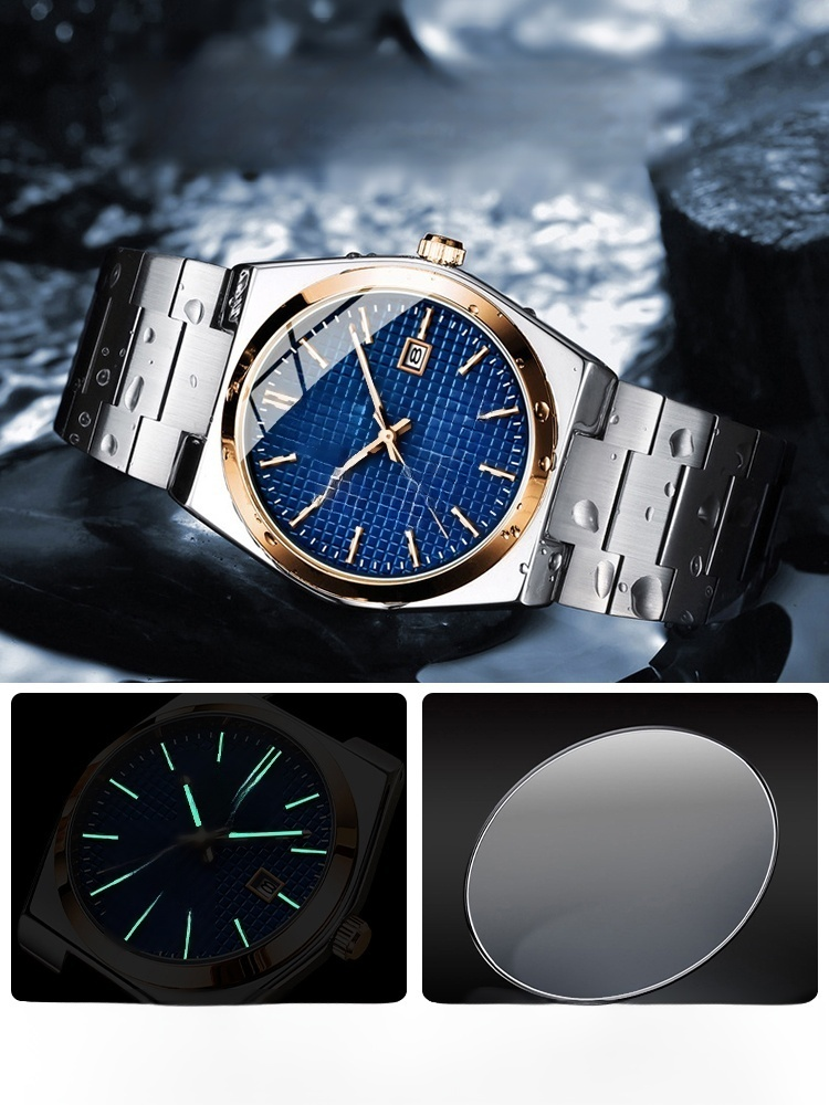 남성용 방수 다기능 야광 석영 손목시계