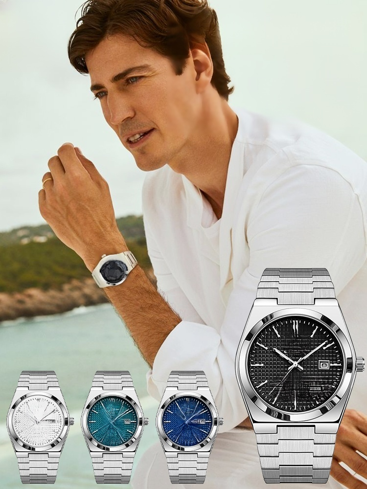 남성용 방수 다기능 야광 석영 손목시계