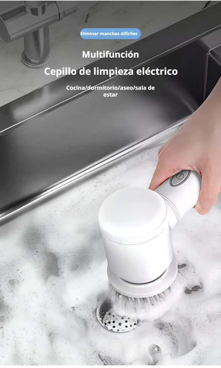 Cepillo de limpieza eléctrico multifuncional en uso en la cocina