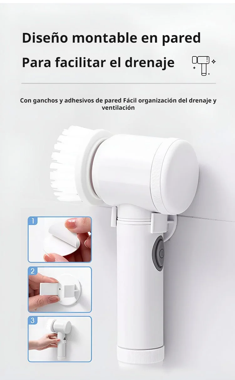 Cepillo eléctrico limpiando baldosas de baño