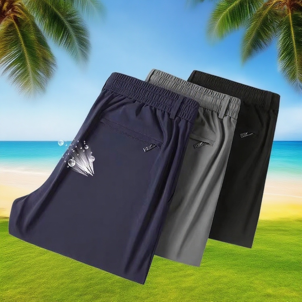 남자 아이스 팬츠 여름 스판 통기성 실키 팬츠 피트니스 일자 바지