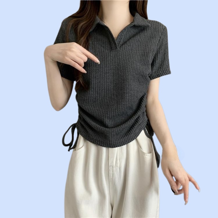 디자인 감각 여성용 폴라넥 반팔