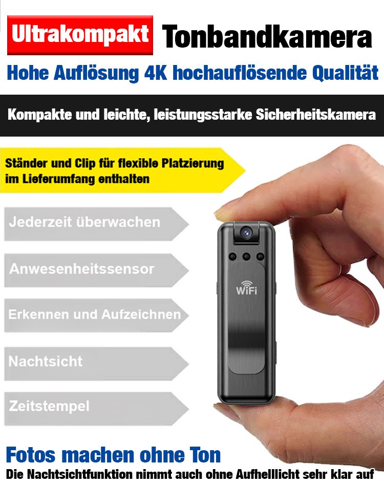 【Mini-Infrarot-Nachtsichtkamera mit extrem langer Standby-Zeit】Überwachung bei Stromausfall möglich