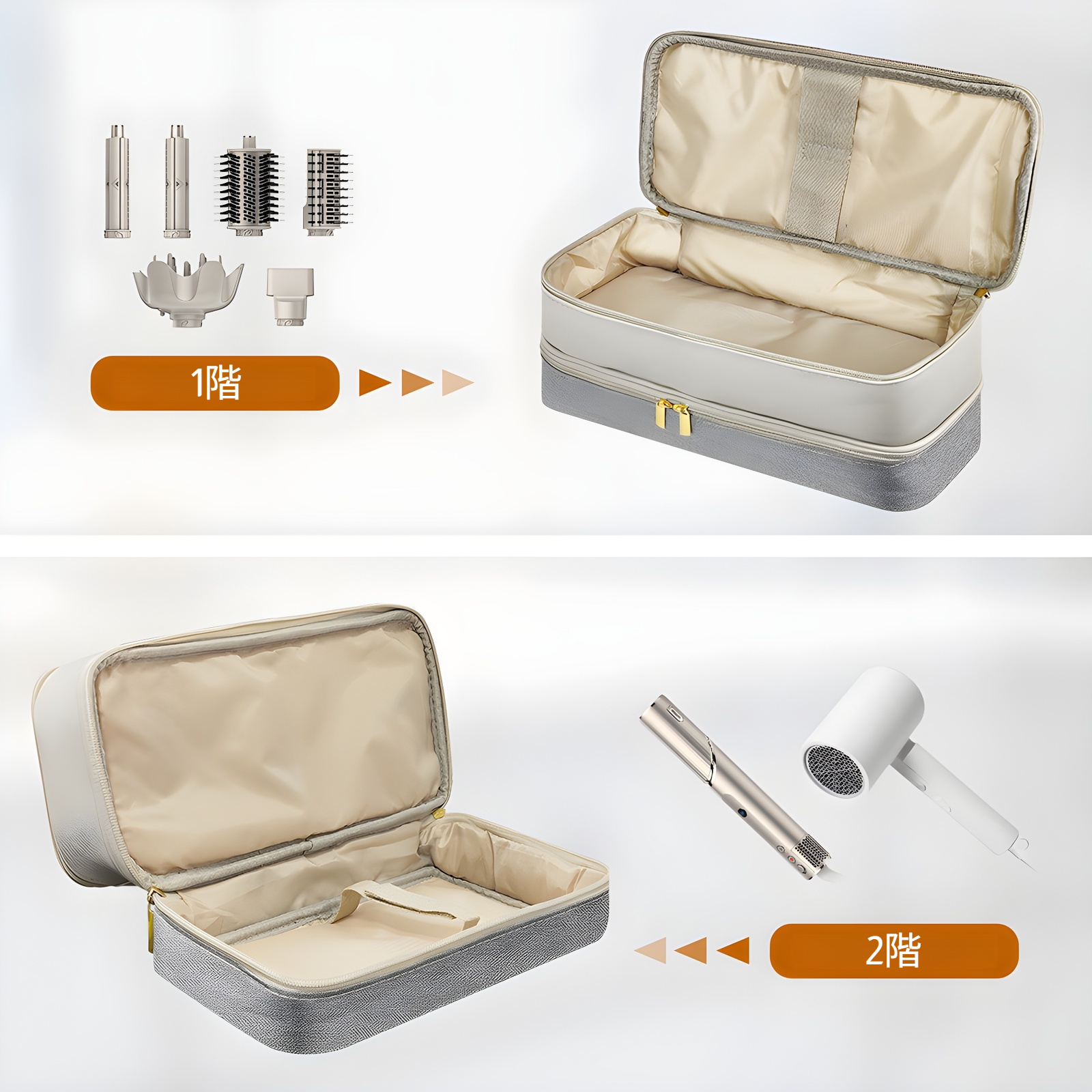 Doyosh Shark Flexスタイル キャリングケース ポータブルヘアドライヤー 二重層トラベルバッグ