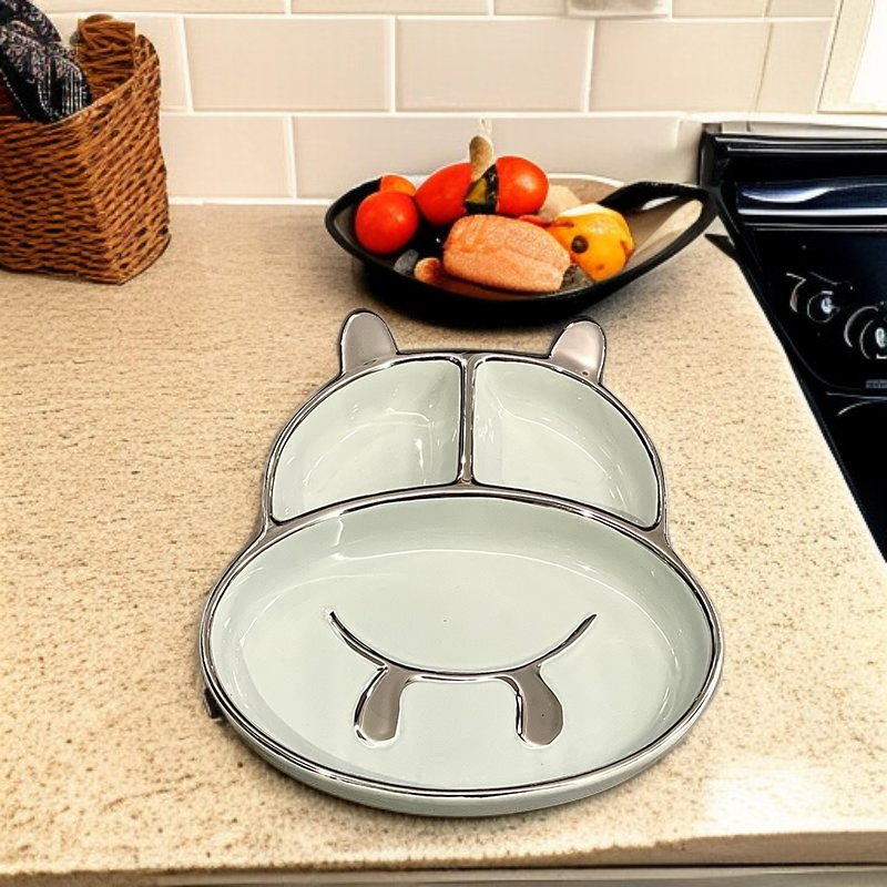 Ceramic compartmentalized dinner plate for adults to lose weight, cute dish plate for one person to 