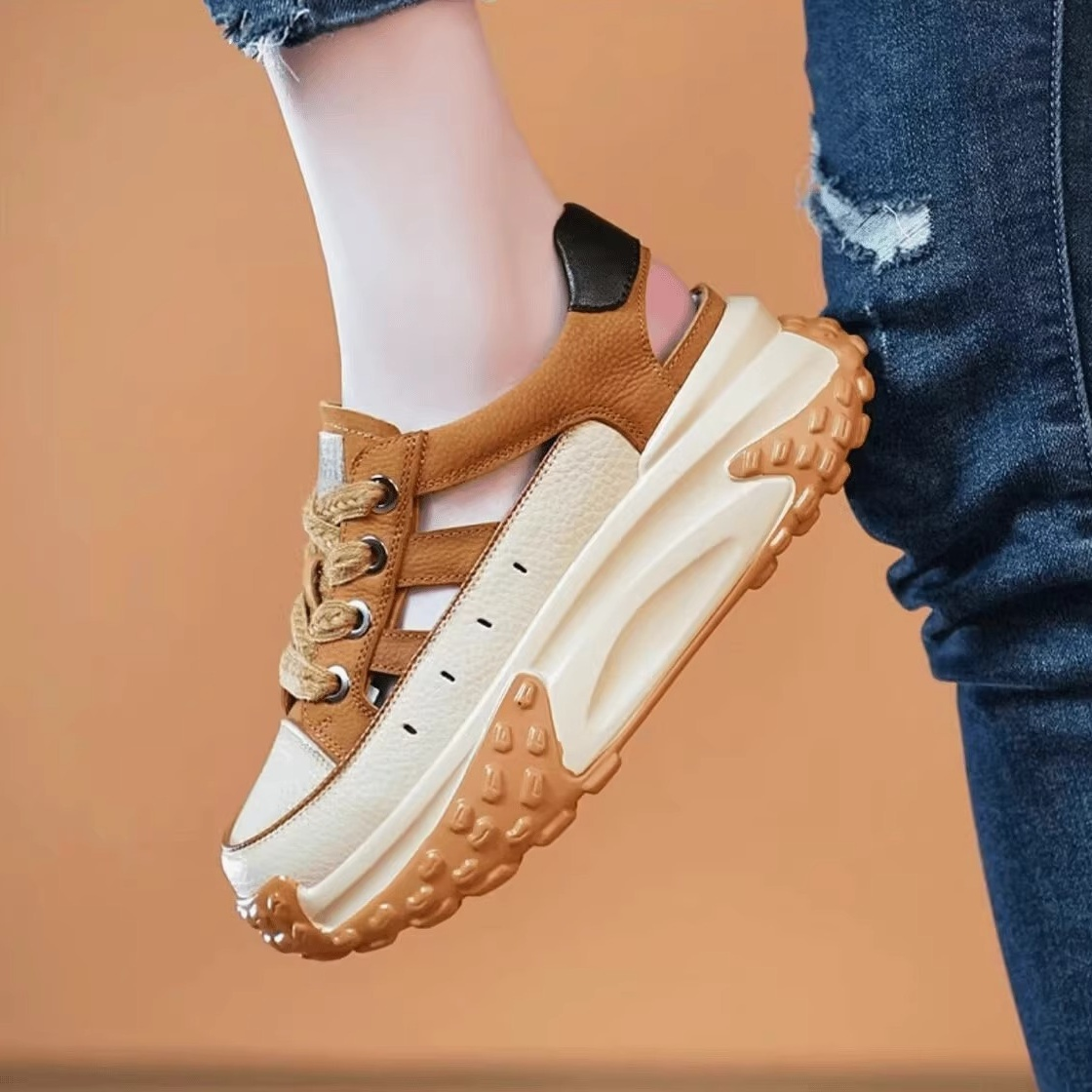 여성 스포츠 샌들 빈티지 가방 통굽 아빠 키높이 펀칭 샌들