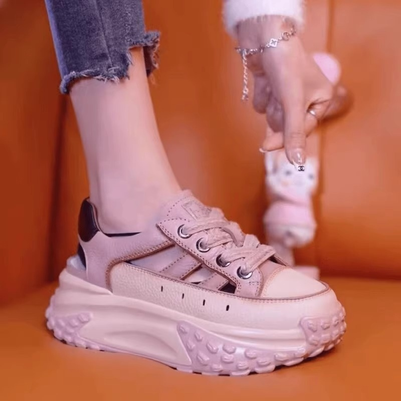 여성 스포츠 샌들 빈티지 가방 통굽 아빠 키높이 펀칭 샌들