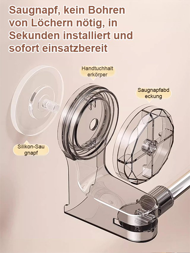 Teleskopische Aufbewahrungsstange mit Saugnapf ohne Bohren