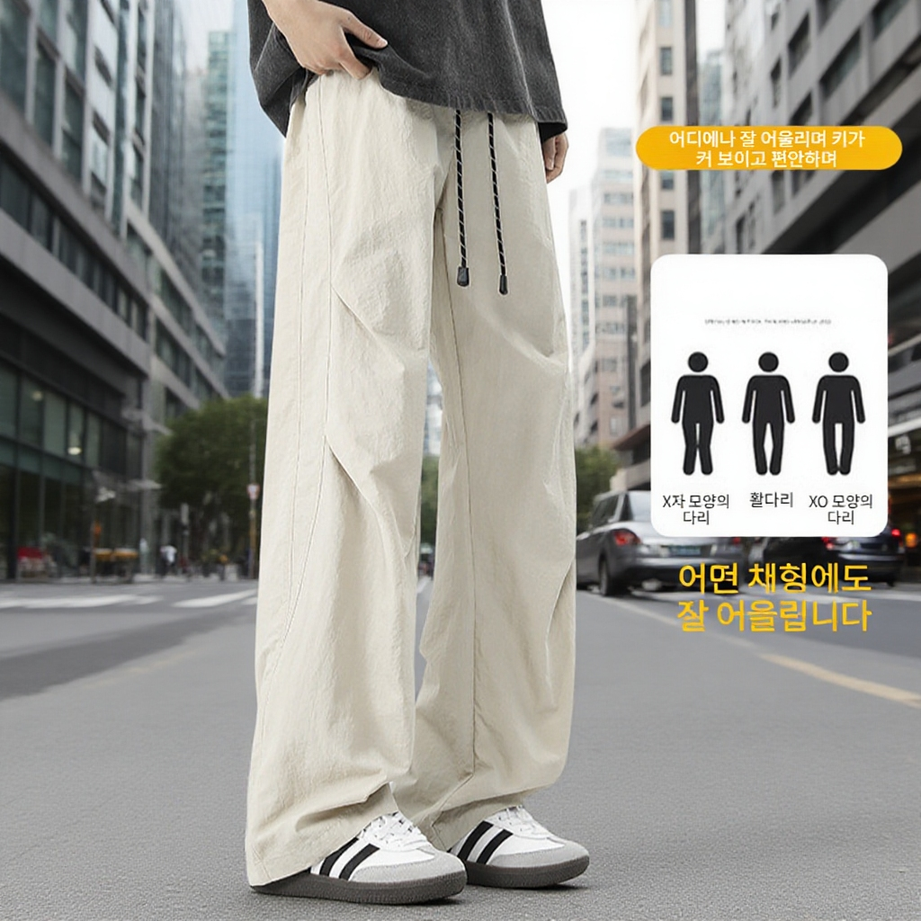 남자 아메리칸 카고 팬츠 긴바지 와이드 일자 우산 팬츠 캐주얼 와이드 팬츠 카고 팬츠