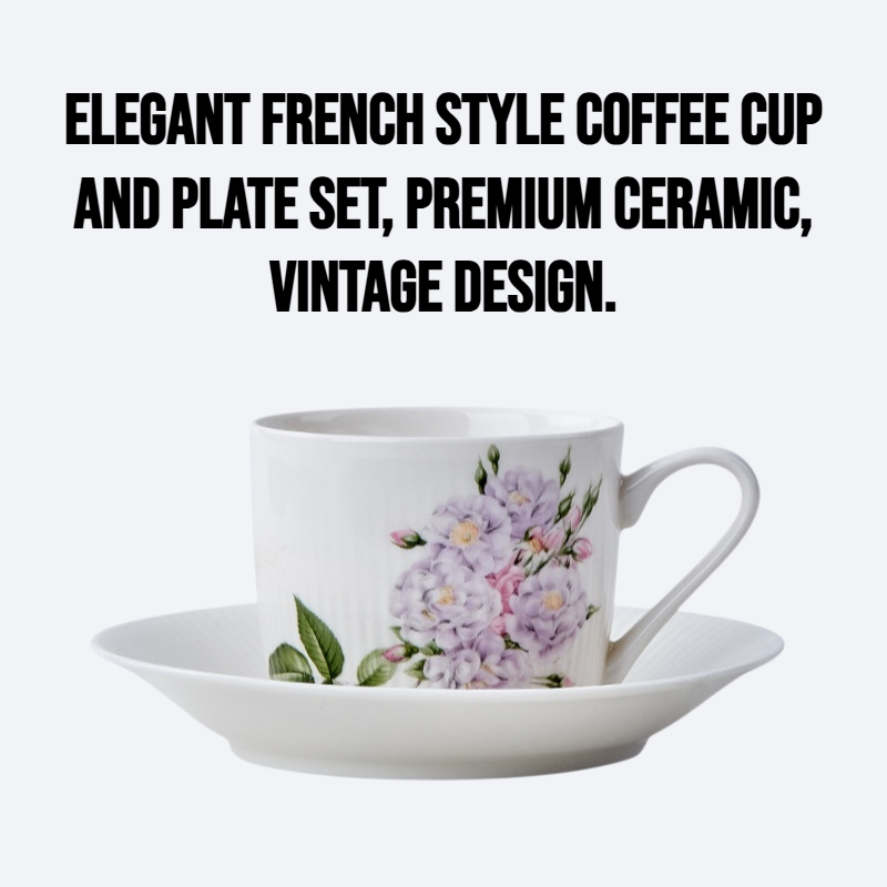 French style coffee cup and plate set