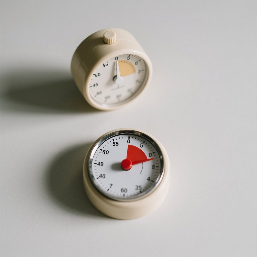 デジタル表示が見やすいキッチンタイマーのアップ