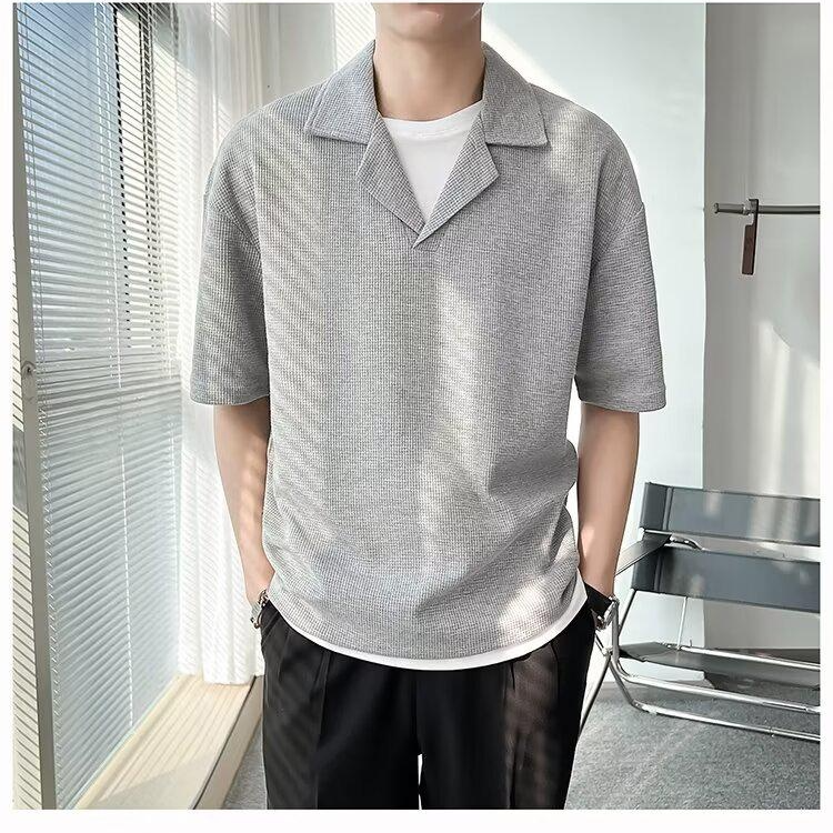 남자 여름 캐주얼 와플 반팔티셔츠 아이스 반팔티셔츠 남자 여름 와플 반팔티셔츠 아이스티셔츠